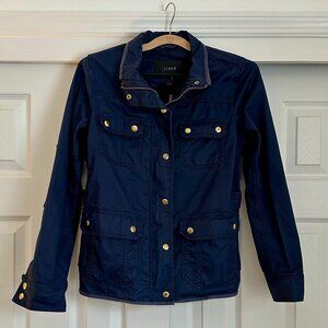 J.Crew Downtown Field Jacket Navy Cotton Gold Hardware Utility Women's Small